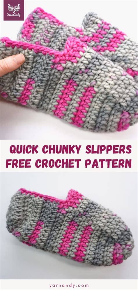 Easy Chunky Slippers Free Crochet Pattern Yarnandy