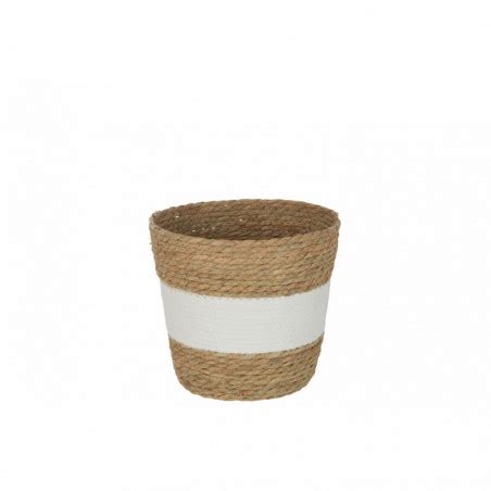 Panier Rond Ligne Anses Rotin Naturel Blanc J Line