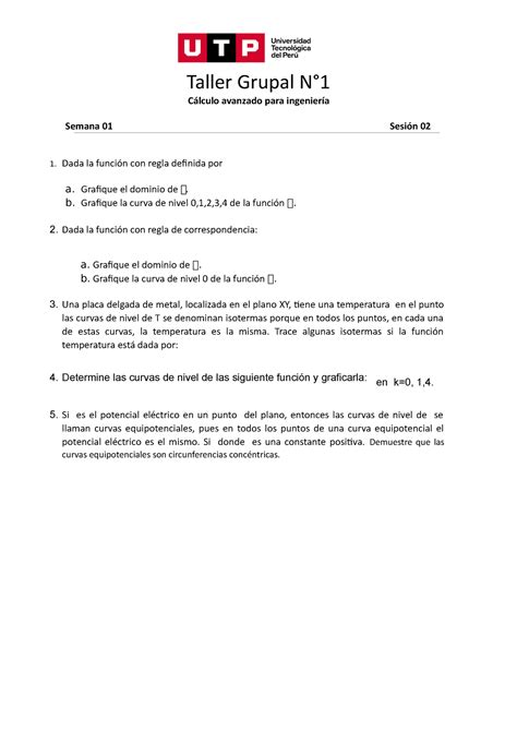 S01 s2 Taller Grupal N1 Taller Grupal N Cálculo avanzado para
