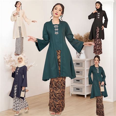 Satin Baju Kebarung Baju Kurung Moden Leopard Print Kurung Premium Muslim Sesuai Untuk Nikah