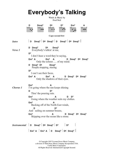 Everybody's Talkin' by Nilsson - Guitar Chords/Lyrics - Guitar Instructor