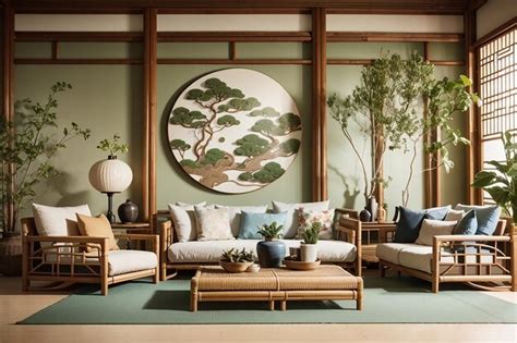 Premium Ai Image Asian Inspired Living Room