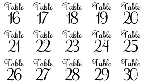 Wedding Table Numbers Fancy Script Font Vinyl Table Etsy