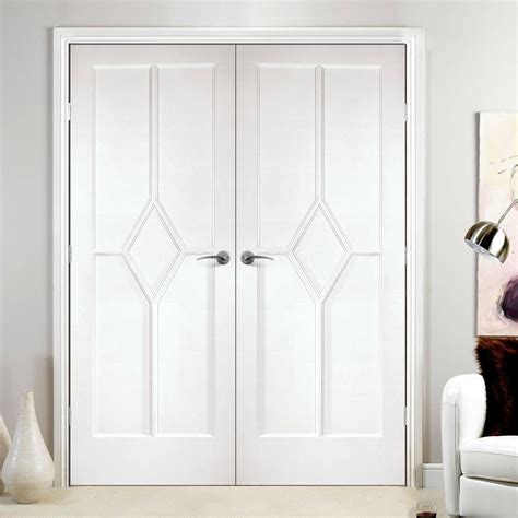 Reims Diamond 5 Panel Door Pair White Primed White Internal Doors