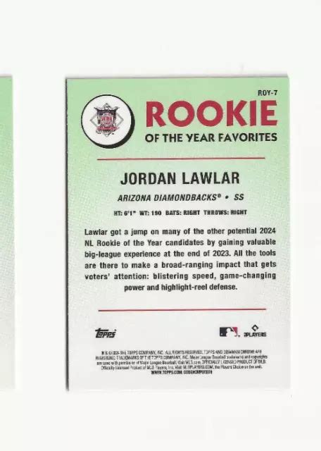 JORDAN LAWLAR 2024 Bowman Cromato Mojo Rookie Of The Year Preferiti