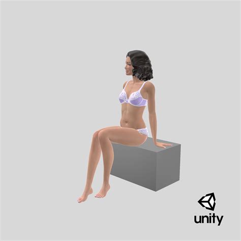 Asian Woman Wearing Lingerie Sitting Pose 3D Model 159 Gltf Obj Ma Max Upk Unitypackage