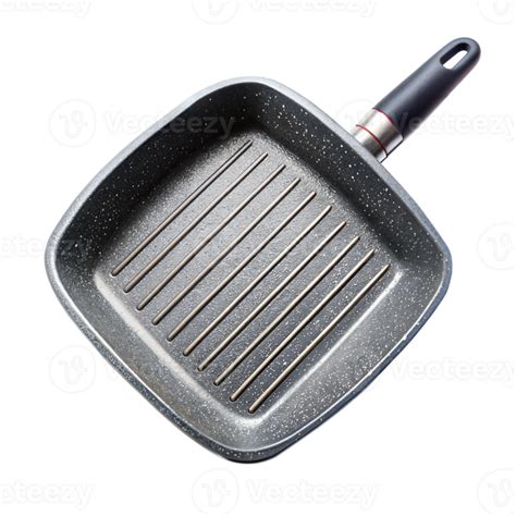 New Non Stick Grill Pan With Ridges And Black Handle Isolated On