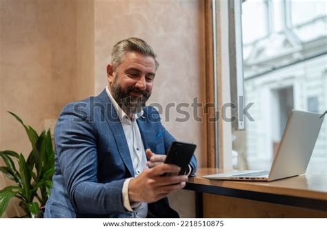 Happy Mature Business Man Using His Stock Photo 2218510875 Shutterstock