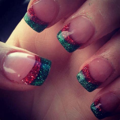 Christmas French Manicure Christmas Gel Nails Christmas Nails