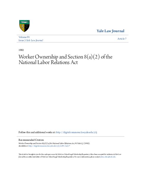 Pdf Worker Ownership And Section 8 A 2 Of The National Labor