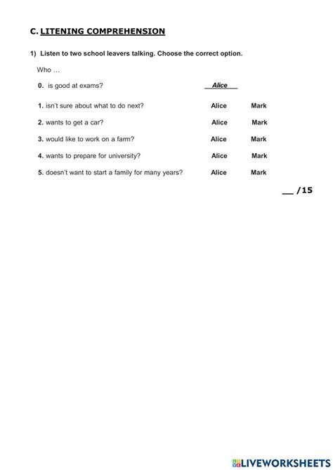 Test Ket Worksheet Live Worksheets