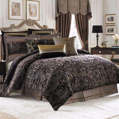 8 Pc Croscill Couture Selena Queen Comforter Set Pillows Euro Shams Purple Gold Croscill