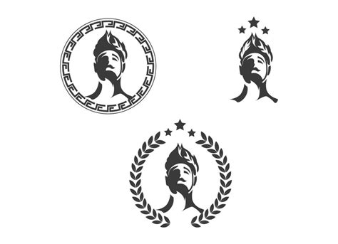 Greek God Head Wearing Laurel Wreath Statue Icon Logo Design