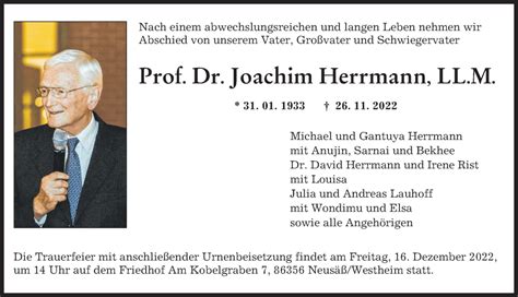 Traueranzeigen Von Joachim Herrmann Allg Uer Zeitung