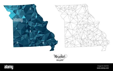 Low Poly Map Of Missouri State Usa Polygonal Shape Vector