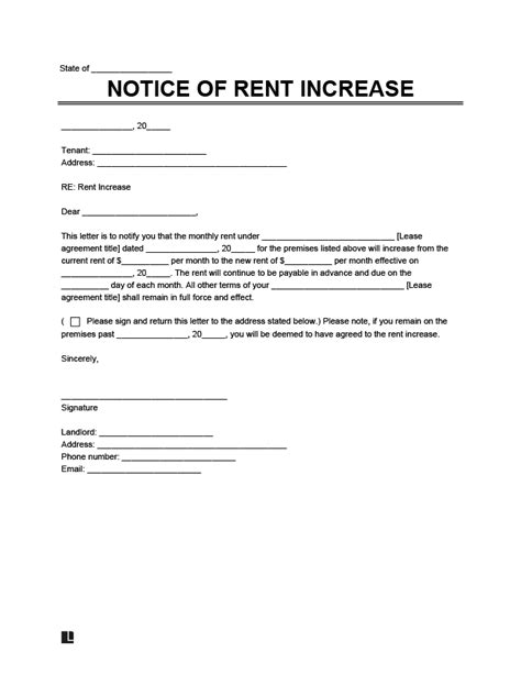 Sample Rental Increase Letter From Landlord