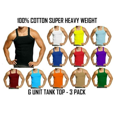 A C 3 6 Packs Mens G Unit Style Cotton Tank Tops Square Cut Muscle