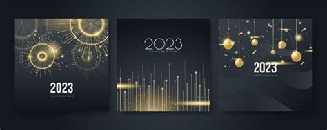 Kreatives Konzept Von Happy New Year Poster Set Designvorlagen Mit