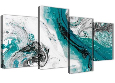 Teal and Grey Swirl Living Room Canvas Wall Art Accessories - Abstract ...