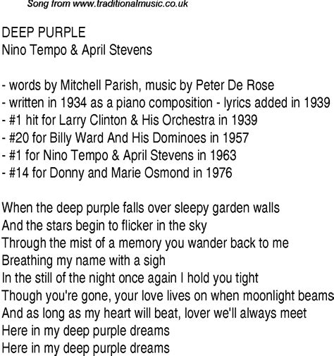 Top Songs 1939 Music Charts Lyrics For Deep Purple