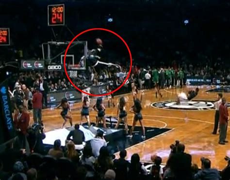 Brooklyn Nets Mascot Gets Basketball Stuck On Shot Clock In Epic Dunk