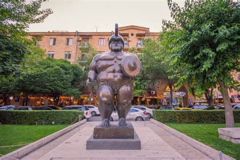 Sculpture Of A Naked Fatty Man In Front Of Cascade Complex Editorial Stock Image Image Of