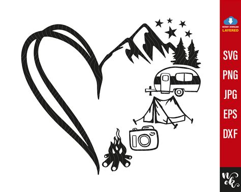 Camping Heart Svg Love To Camp Svg Htv Cut File Vinyl Decal Etsy Uk