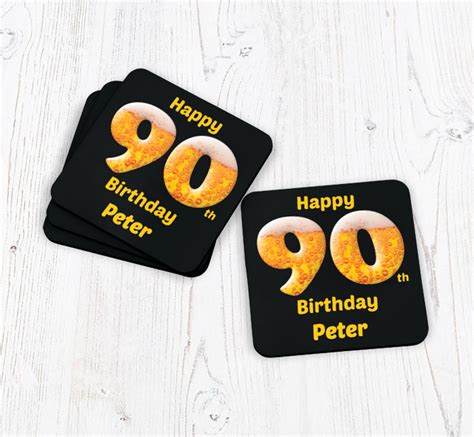 Personalised 90th Birthday Beer Coasters Personalise Online Plus Free