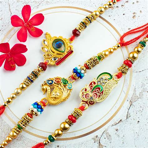 Exquisite Peacock Rakhi Combo Rakhi Handmade Rakhi Rakhi For Brother