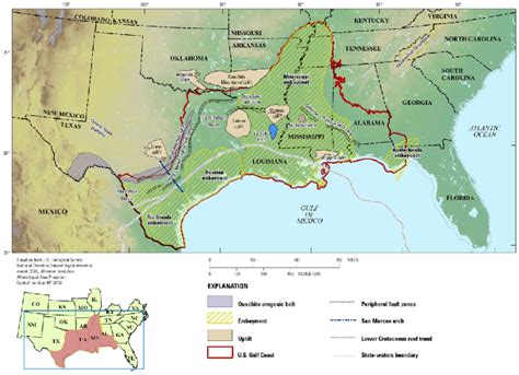 Geographic Map Of The Us Gulf Coast Region Taken From Usgs Open