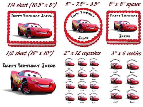 Cars Lightning Mcqueen Edible Cake Topper Party Image Ebay