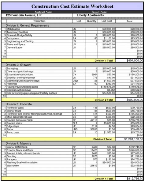 Masonry Takeoff Spreadsheet Template With Regard To Masonry Estimate