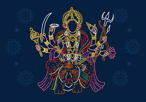 Goddess Durga Line Art 129541 Vector Art At Vecteezy