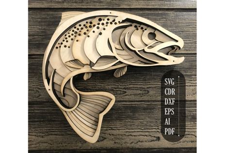 3d Mandala Svg Layered Rainbow Trout Fish Mandala 1293951