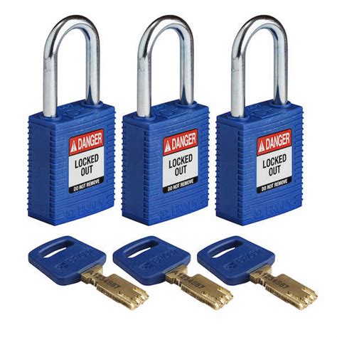 Hardware Specialty Brady Safekey Nylon Lockout Padlocks Blue