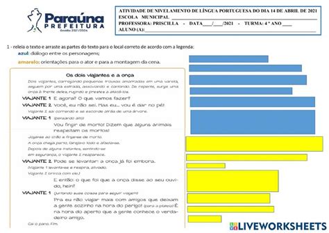 Nivelamento De Portugues Worksheet Live Worksheets