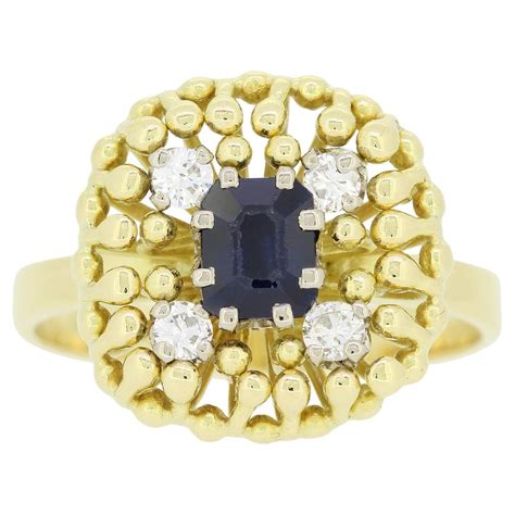 Vintage Sapphire And Diamond Cluster Ring For Sale At 1stdibs