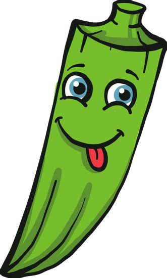 Happy Green Okra Illustration Vector on White Background 素材 Canva可画