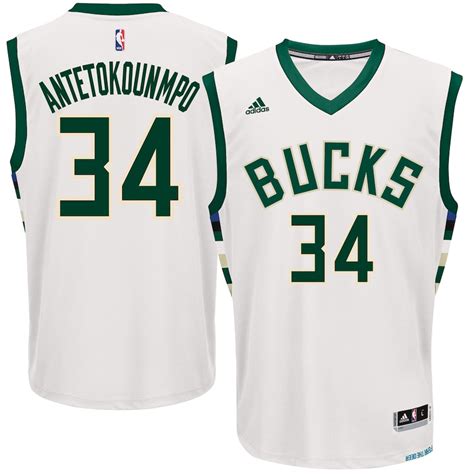 Adidas Giannis Antetokounmpo Milwaukee Bucks White Home Replica Jersey