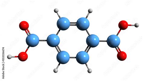 3D image of Terephthalic acid skeletal formula - molecular chemical ...