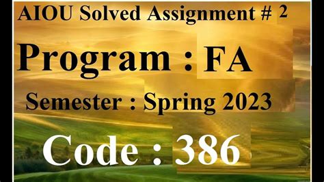 AIOU Solved Assignment No 2 Spring 2023 Code 386 Baloch Academy