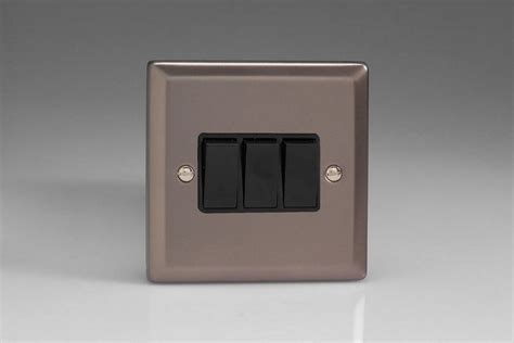 Varilight Classic Pewter 3 Gang 10a 1 Or 2 Way Rocker Switch Switch Socket And Supplies