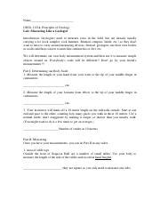 Lab Measurement Pdf Name GEOL 1121k Principles Of Geology Lab