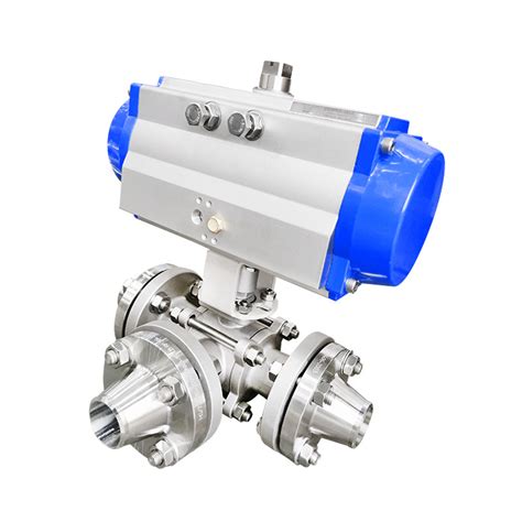 PN16 DN80 T Type Three Way Pneumatic Ball Valve For Industrial