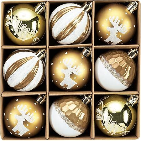 Amazon Decorbyhannah Ct Mm Christmas Ornaments Gold And White