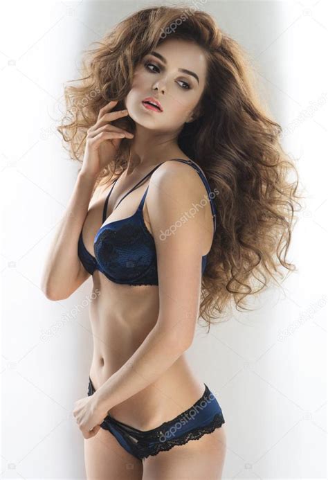 Woman In Blue Lingerie Stock Photo By Flexdreams