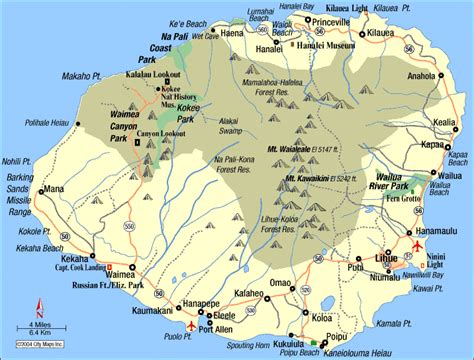 Maps Of Kauai Island Cities And Towns Map