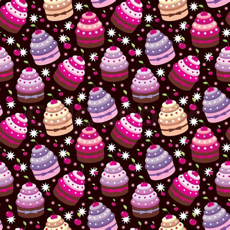 Seamless Cupcake Pattern Stock Vector Colourbox