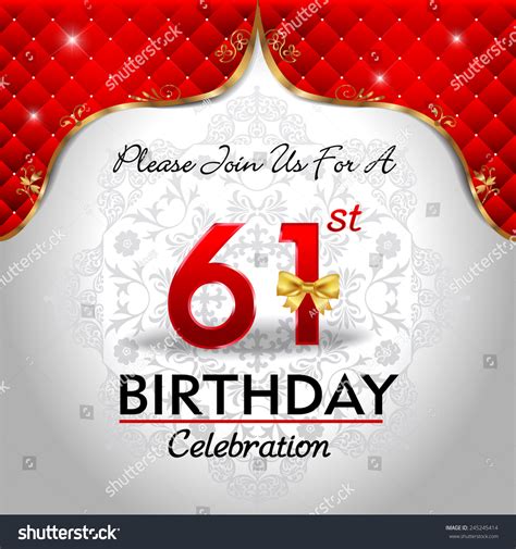 Celebrating 61 Years Birthday Golden Red Stock Vector (Royalty Free ...