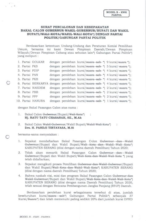 PDF SURAT PENCALONAN DAN KESEPAKATAN Atau Paling Sedikit 25 Dari